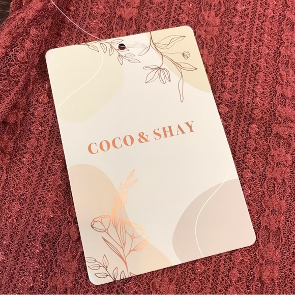 Coco & Shay Womens Long Sleeve Elegant Casual Scarlet Autumn Top Solid Sheer NEW - Picture 7 of 7